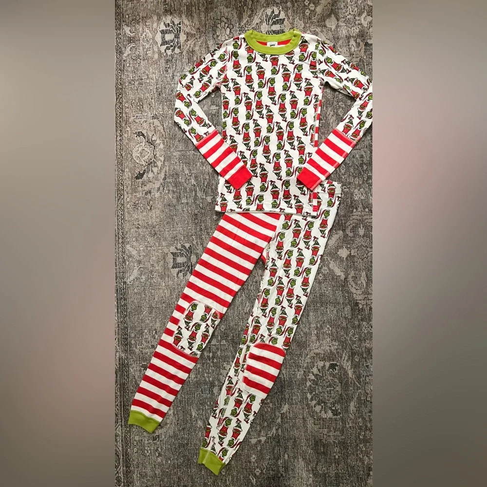 Hanna Andersson Dr. Seuss Grinch Long John Pajama organic cotton 12